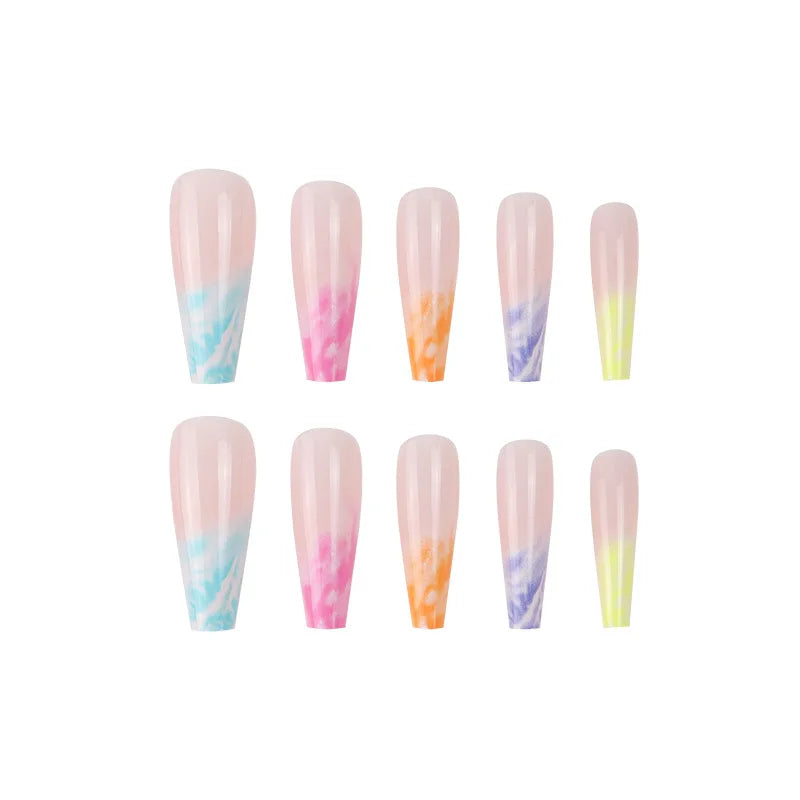 Gradient Wearing Fake Nails Long