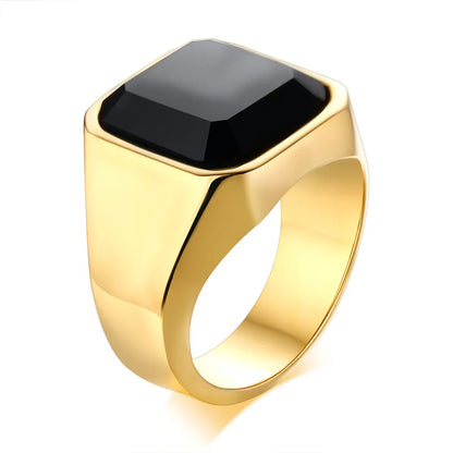 Punk Natural Stone Stainless Steel Ring