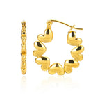 Hollow zircon heart earrings