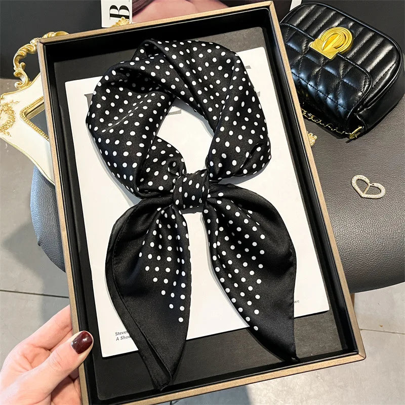 Floral Dot Satin Square Scarf