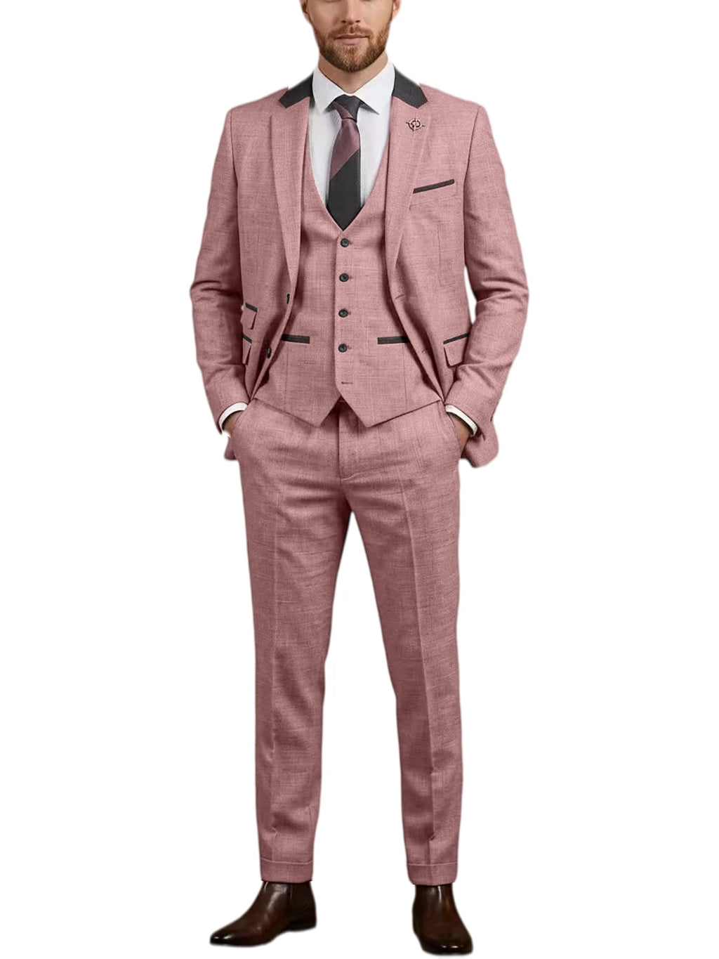 Linen Three-Piece Notch-Lapel Suit