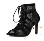 Lace-Up Mesh Stiletto Sandals