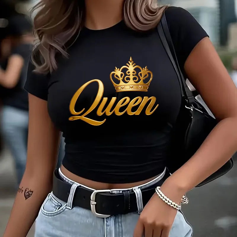 Polyester Graphic Print Crew Neck Short Sleeve T-Shirt