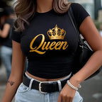 Polyester Graphic Print Crew Neck Short Sleeve T-Shirt