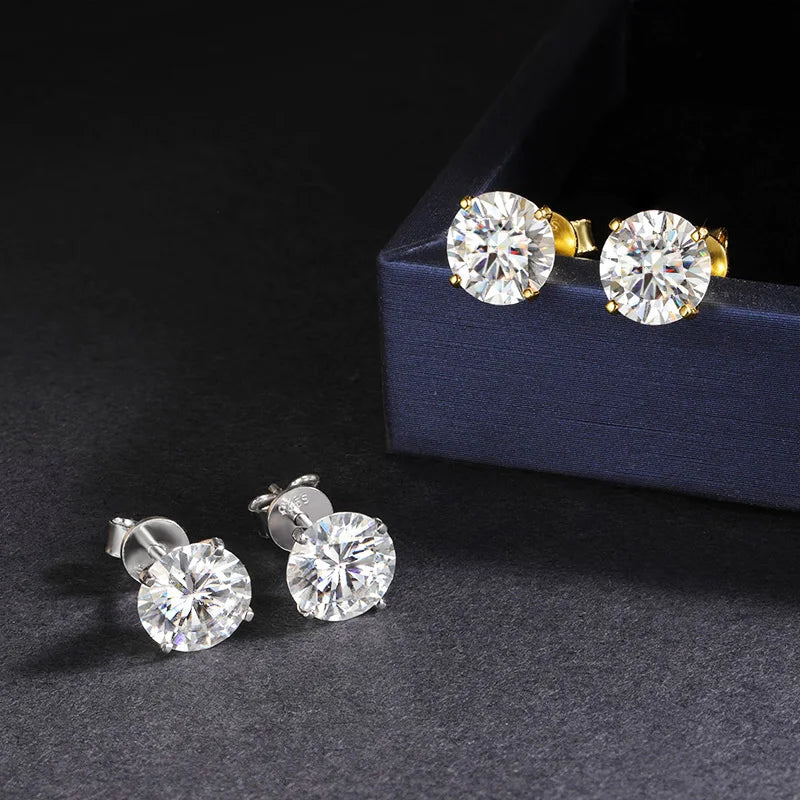 Moissanite Screw Back Stud Earrings