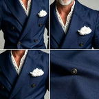 Linen Peak-Lapel Double-Breasted Blazer