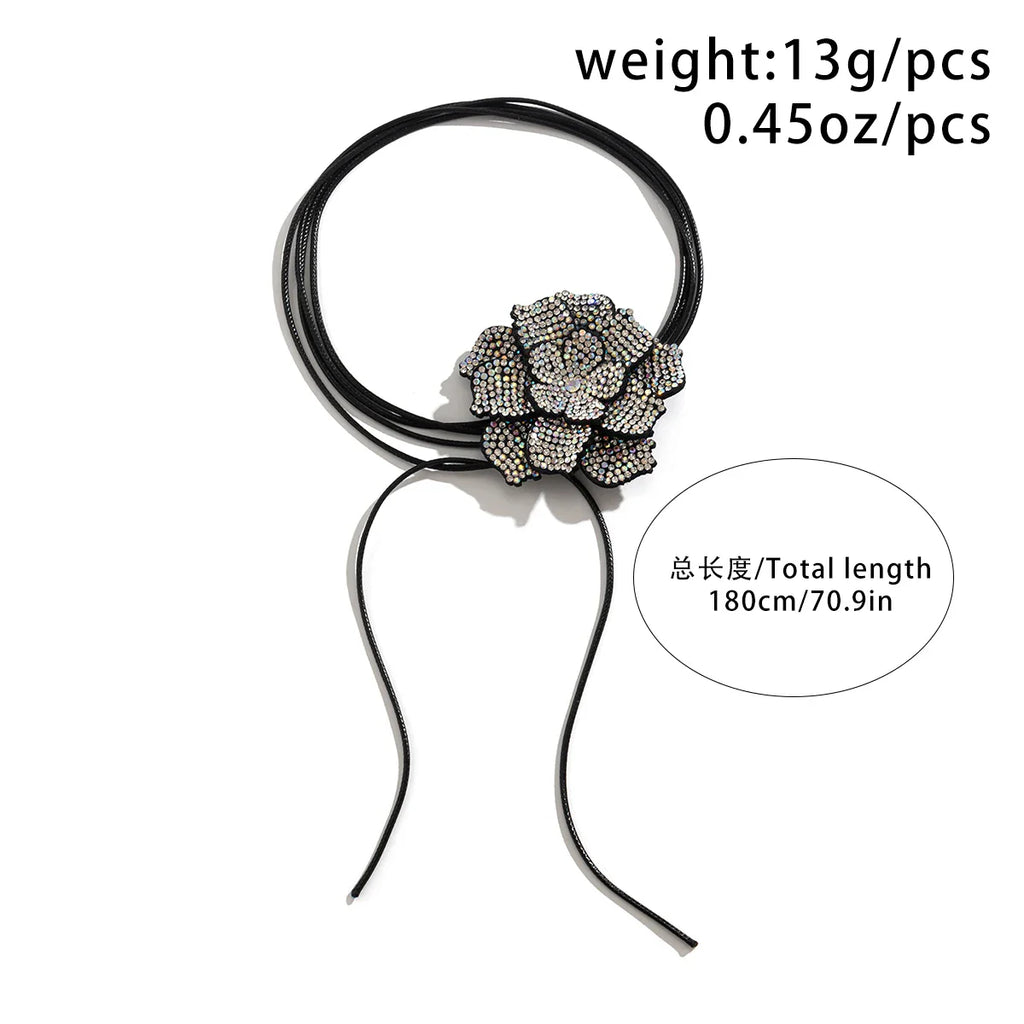 Rhinestone Rose Choker Necklace