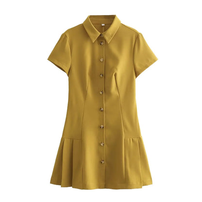Casual Polo Collar Mini Dress