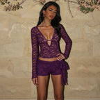 Lace Floral Print Crop Top