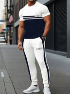Letter Print Round-Neck Sportswear Set