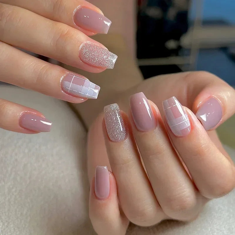 Short Square Press Nails Gradient