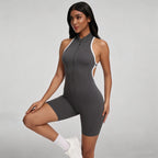 High-Stretch Knit Zip-Front Playsuit