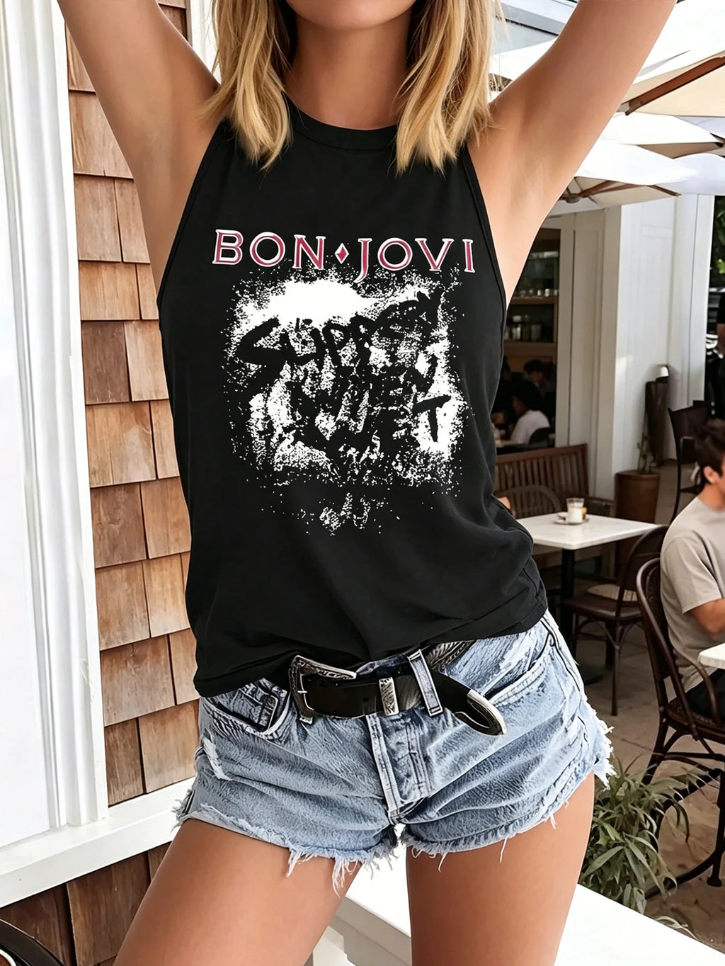 Retro Band Print Tank Top