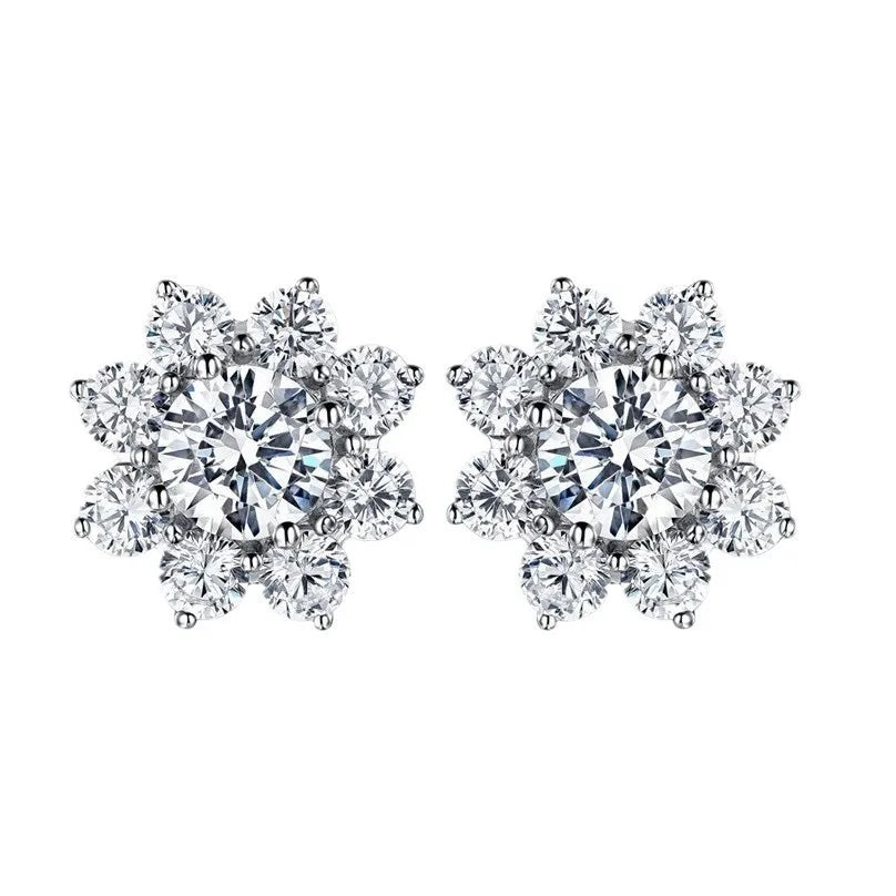 Sunflower Moissanite Stud Earrings
