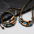 Mprainbow Leather Bead Necklace Set
