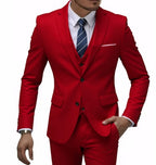 Three-Piece Solid Two-Button Suit Set