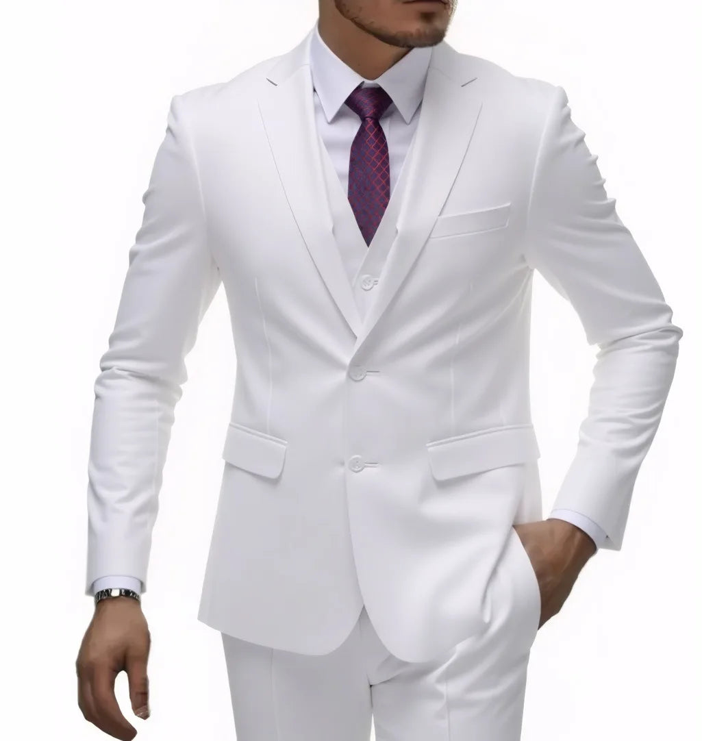 Three-Piece Solid Two-Button Suit Set