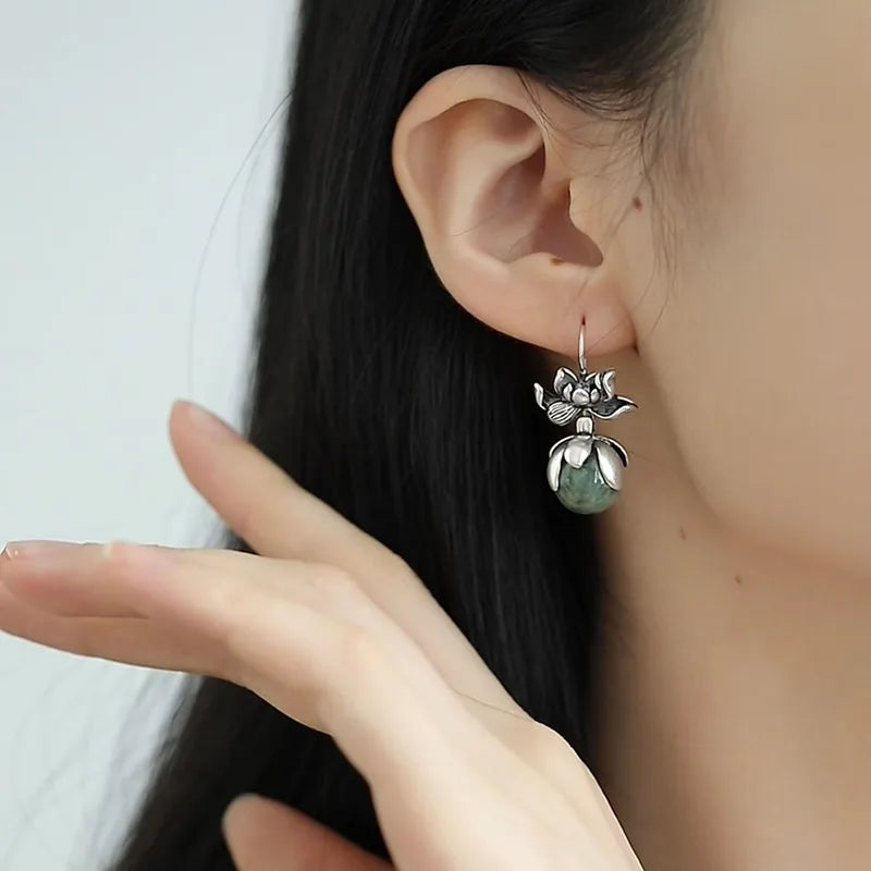 Zircon Silver Drop Stud Earrings