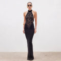 Turtleneck Maxi Patchwork Dresses