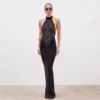 Turtleneck Maxi Patchwork Dresses