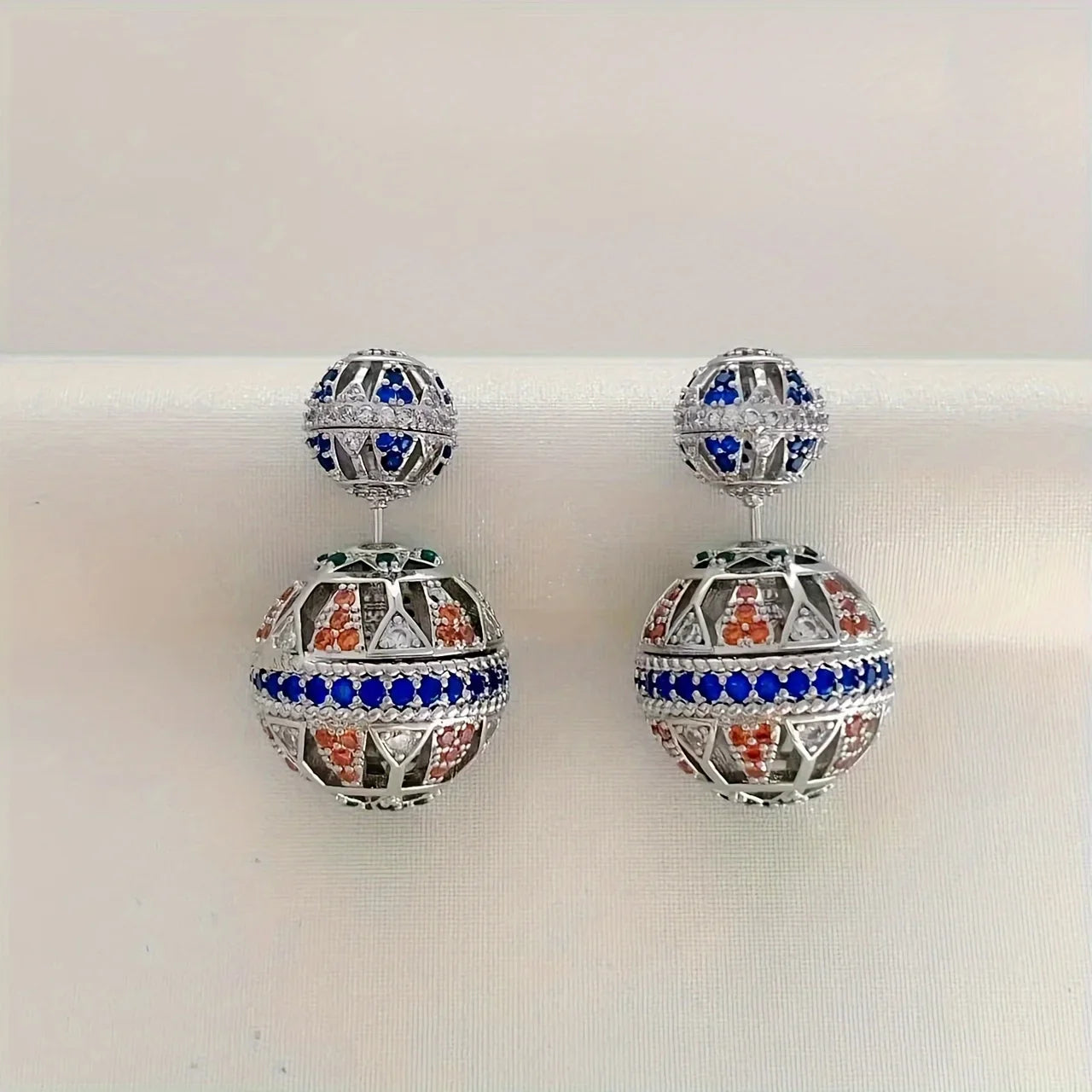 Ethnic Round Zircon Stud Earrings