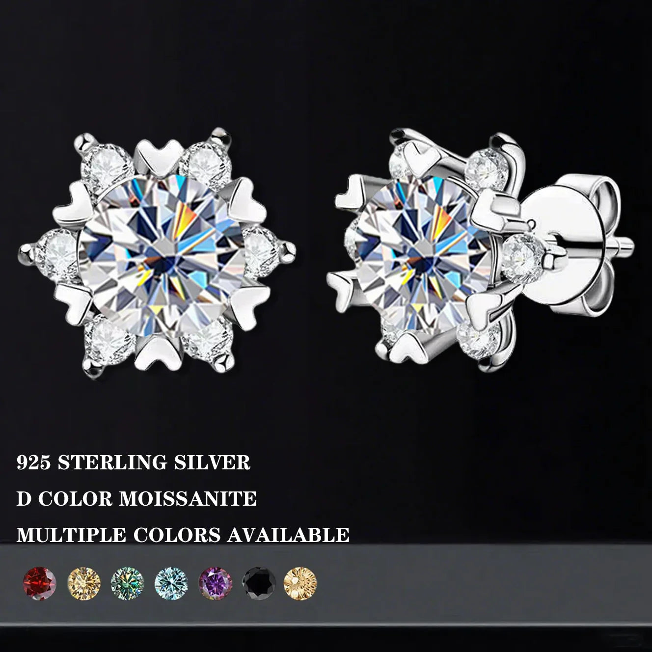 Snowflake Moissanite Stud Earrings