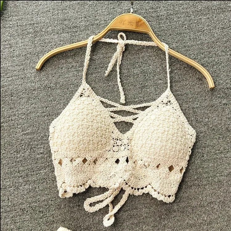 Tassel Spaghetti Strap Crop Top
