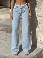 Raw-Hem Straight-Leg Jeans