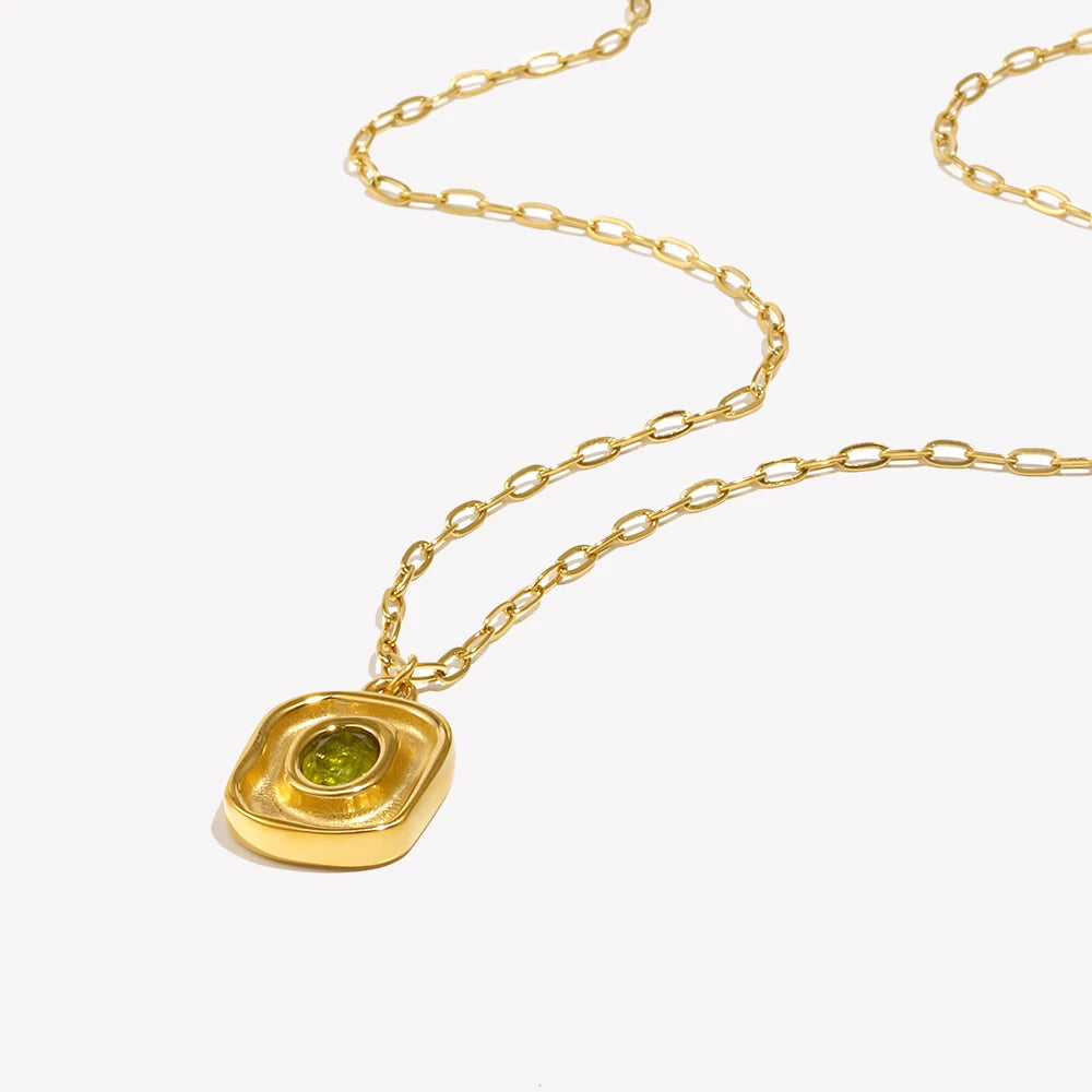 Square Zircon Pendant Necklace