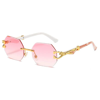 Retro Hexagon Rimless Sunglasses