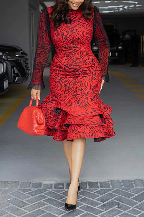 Elegant Mesh Splice Dress