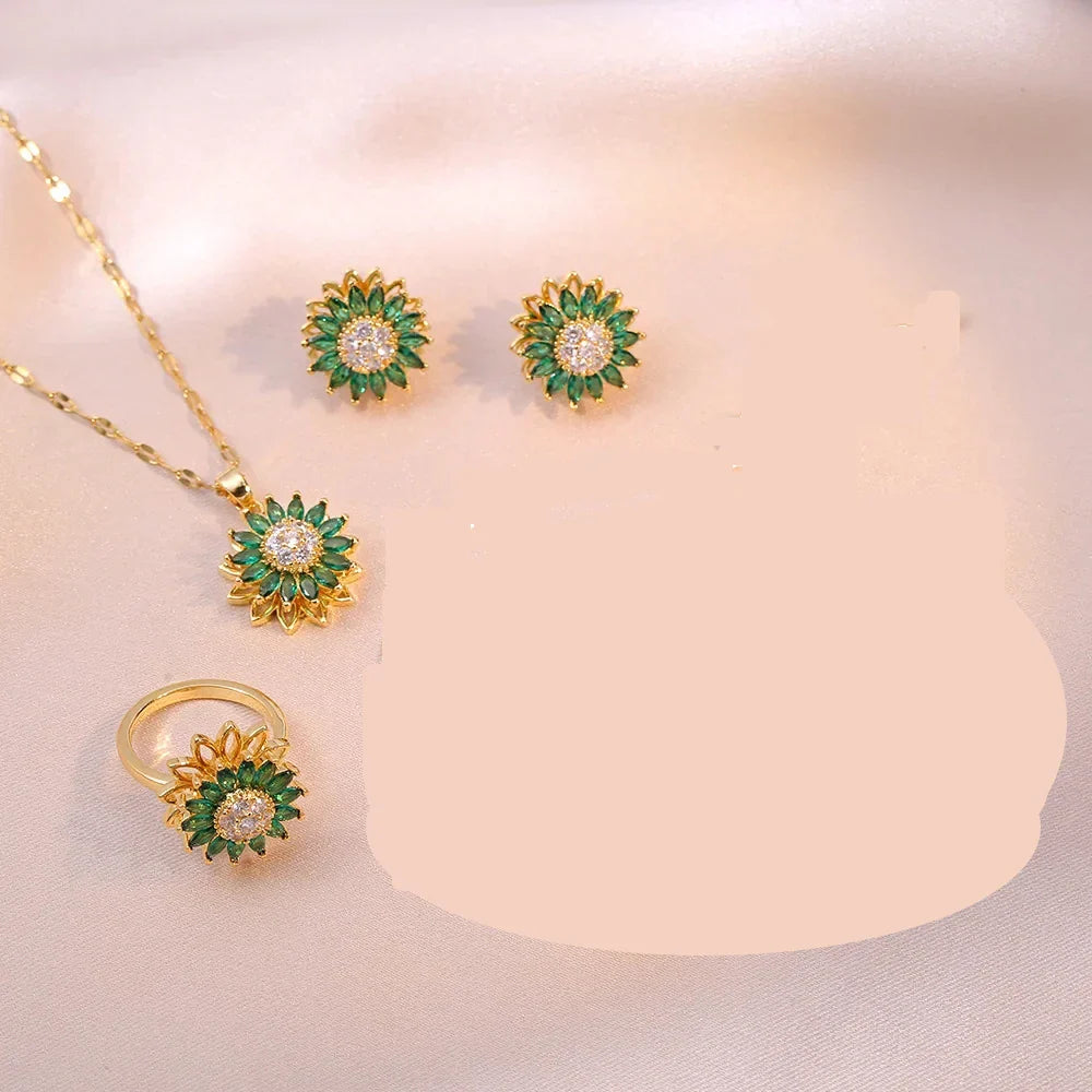 Double-Layer Sunflower Necklace Set