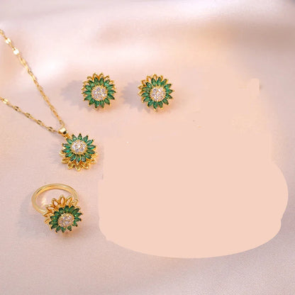 Double-Layer Sunflower Necklace Set