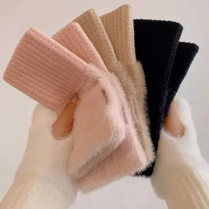 Soft Mink Fingerless Gloves