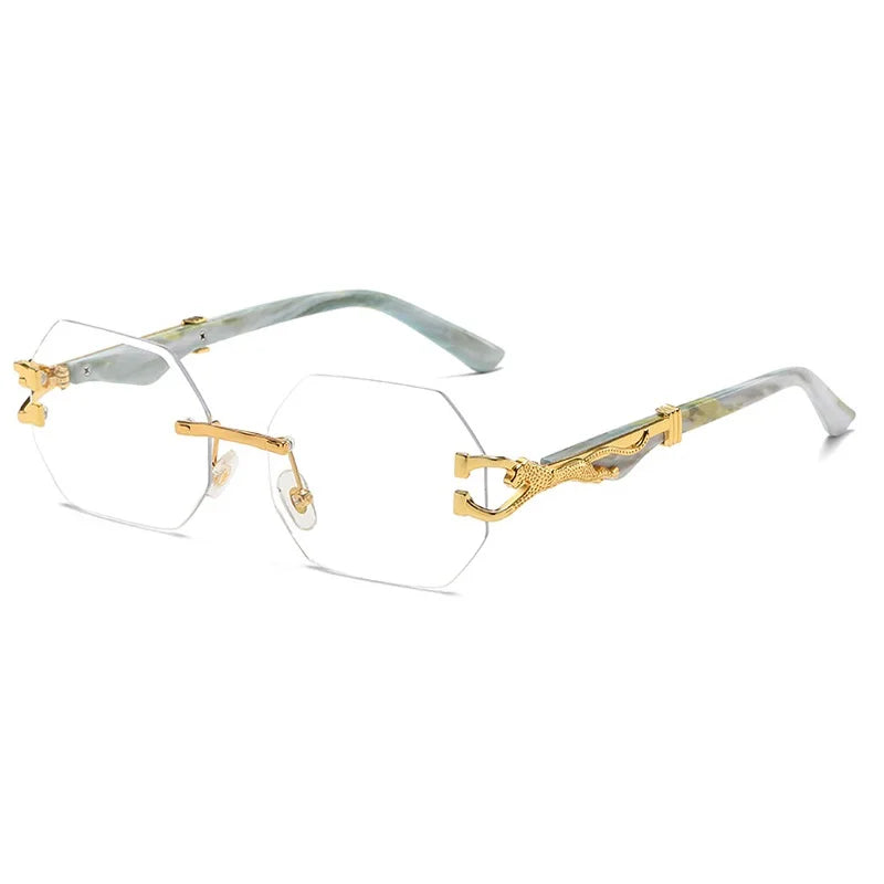 Retro Hexagon Rimless Sunglasses
