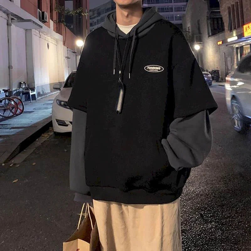 Two-Tone Patchwork Hoodie