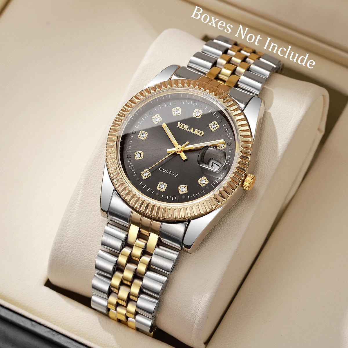 Yolako Rhinestone Calendar Quartz Watch