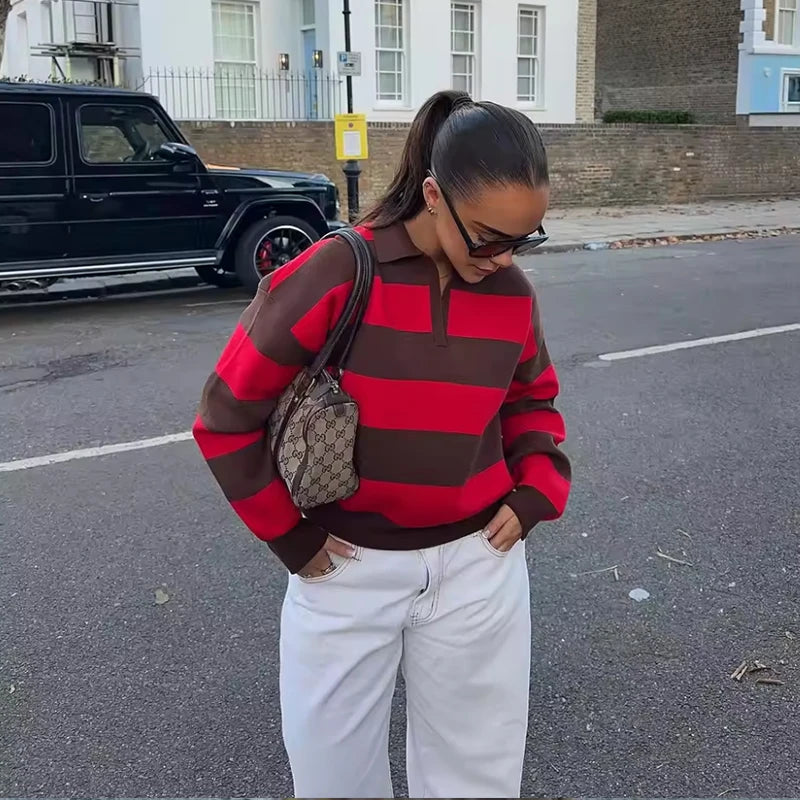 Striped Polo Sweater