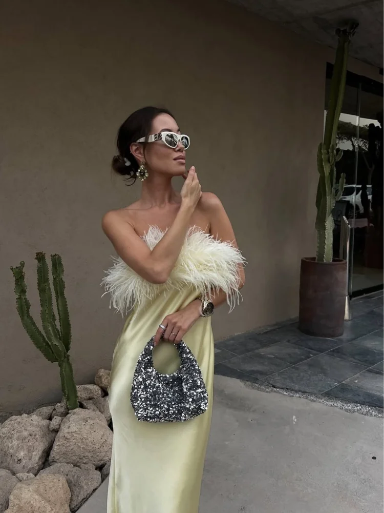 Butter Yellow Satin Dress