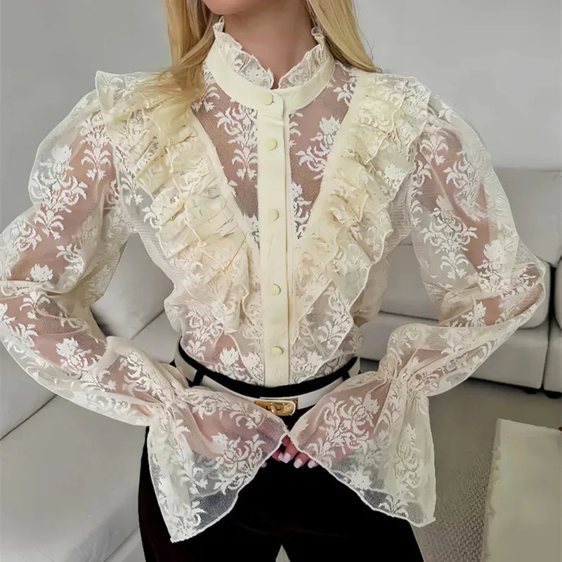 Lace Turtleneck Shirt