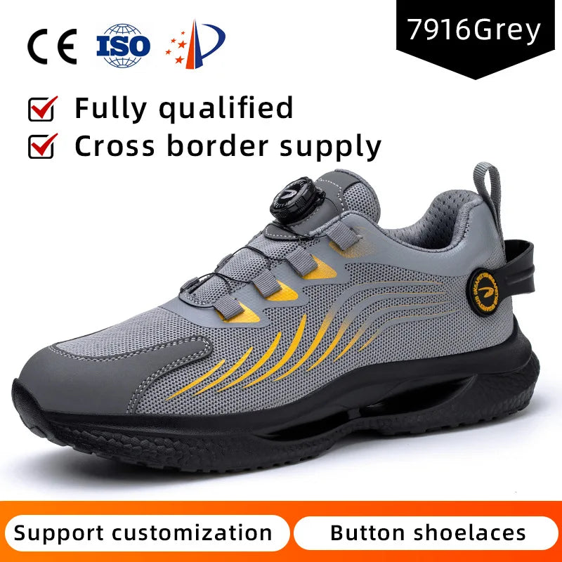 MJYTHF Rotating-Button Steel-Toe Boots