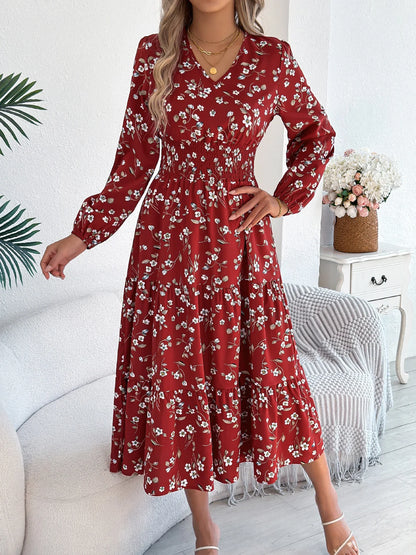 Floral V-Neck A-Line Dress
