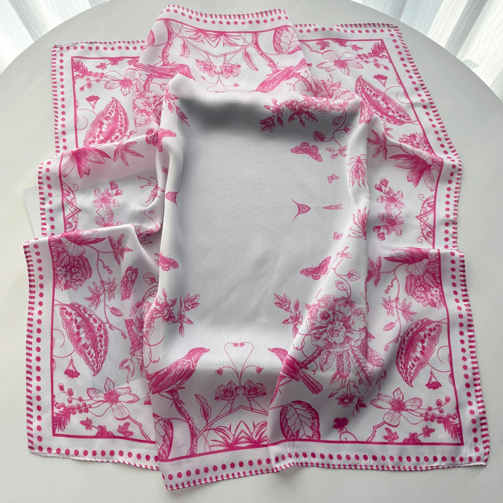 Elegant Floral Print Square Scarf