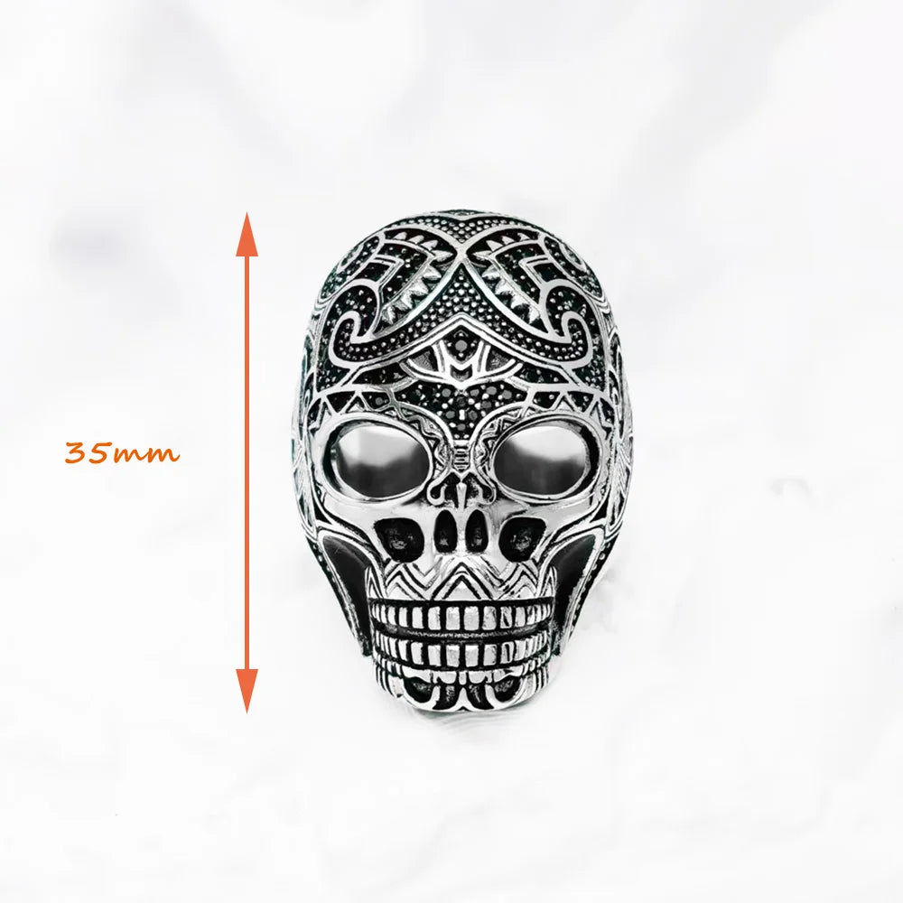 Maori Skull Silver Ring