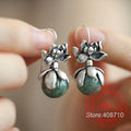 Zircon Silver Drop Stud Earrings