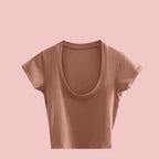 Broadcloth Solid Square Neck Slim Fit Crop Top