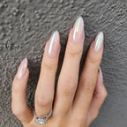 French Tip Fake Nails Almond