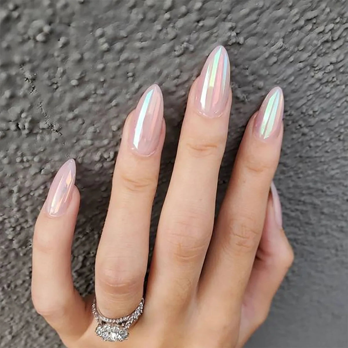 French Tip Fake Nails Almond