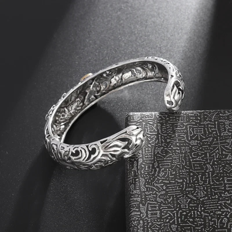 Retro Punk Koi Fish Engraved Bracelet