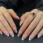 French Tip Fake Nails Almond